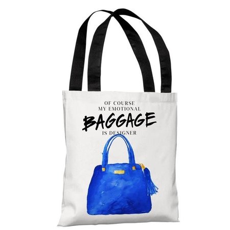 ONE BELLA CASA One Bella Casa 74429TT18P 18 in. Emotional Baggage Polyester Tote Bag by lezleeelliot - White; Blue 74429TT18P